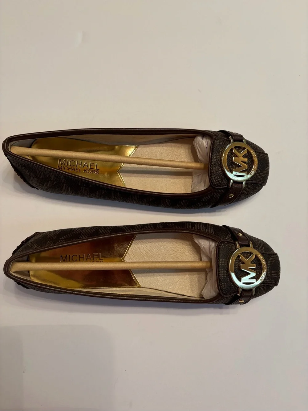Michael Kors Fulton Brown Logo Moccasin Ballet Flats